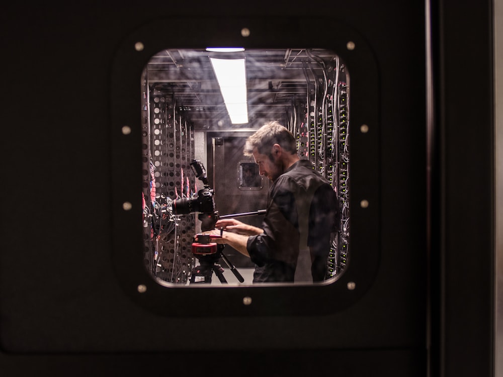 Technician configuring a dialer server
